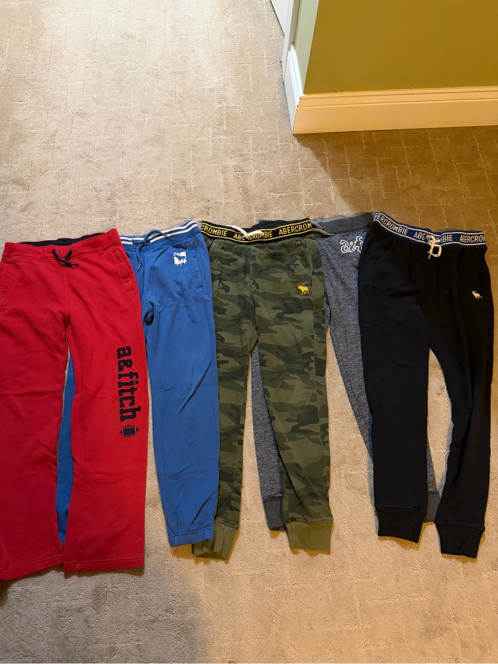 Abercrombie & Fitch Kids Sweatpants - Red, Blue, Camo, Gray, Black